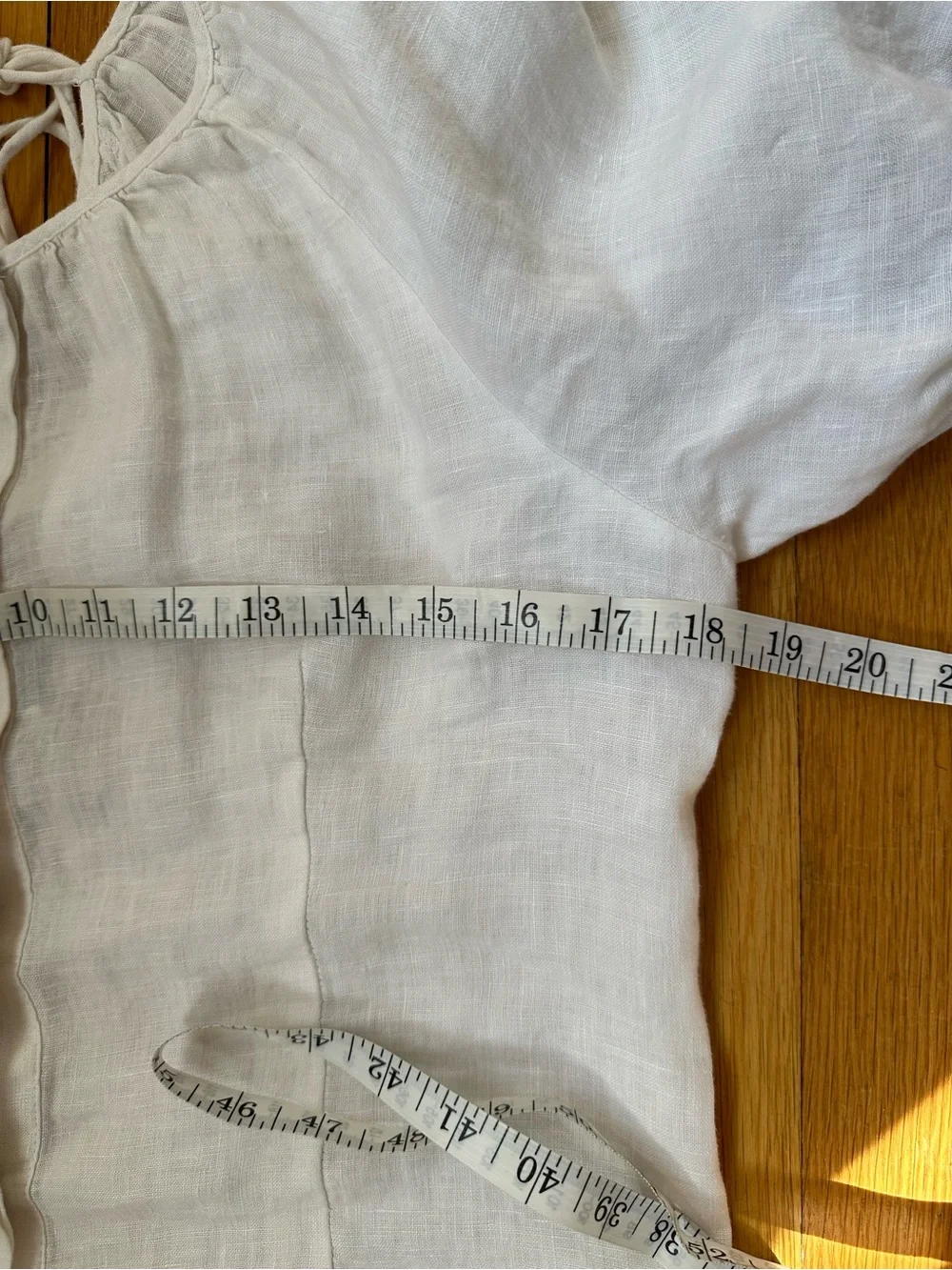 J.Crew White 100% Linen Puff Sleeve V-Back Tie Top Blouse Sz 4 Cottagecore